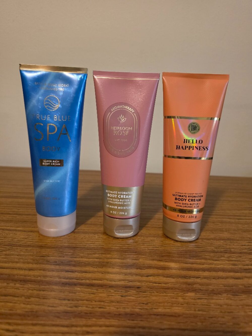 Bath & Body Works Body Cream Lot 3 True Blue Spa Heirloom Rose Hello Happiness 8